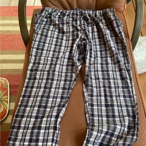 Navy Blue and white plaid, seersucker pants